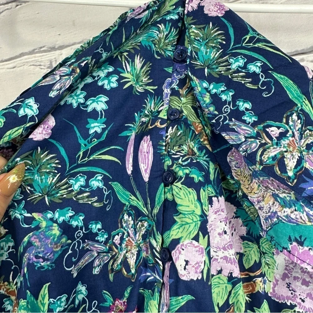 Janie and Jack NWT Floral Halter Romper Blueprint Floral Girls Size 12 Tropical